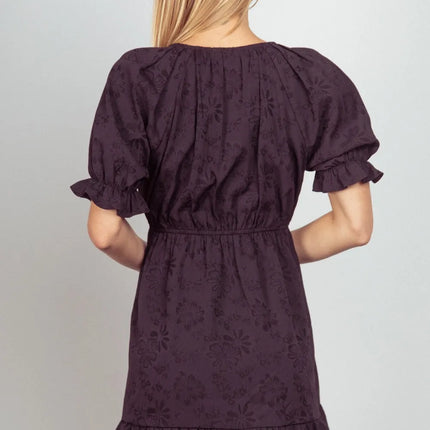 VERY J Floral Textured Woven Ruffled Mini Dress - Image 2
