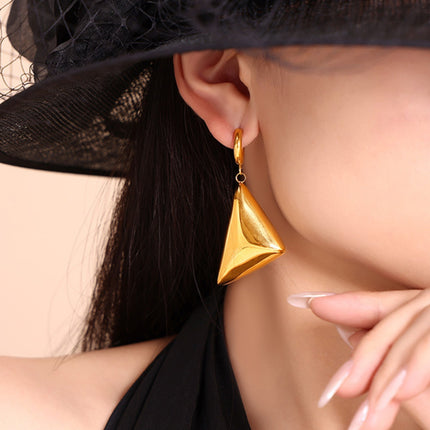 18K Gold-Plated Triangle Dangle Earrings - Image 4