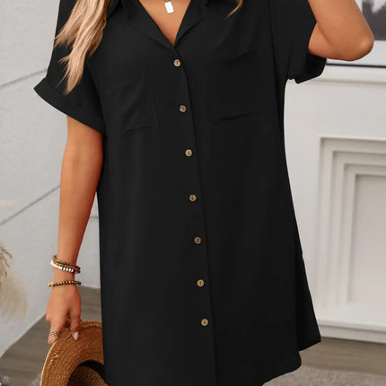 Button Down Short Sleeve Mini Dress - Image 10
