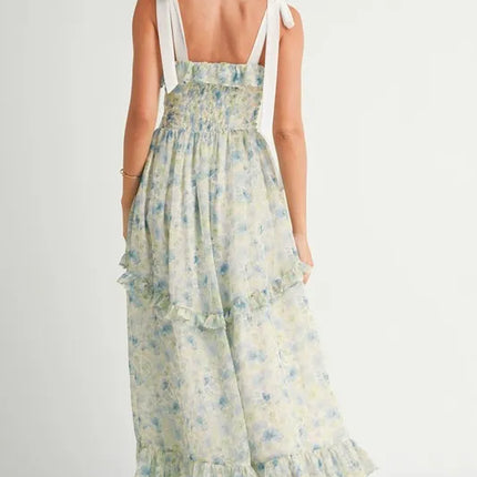 MABLE Floral Printed Shoulder Strap Midi Dress - Image 7