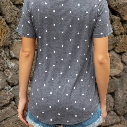 Glitter V-Neck Short Sleeve Tee Shirt - Image 15