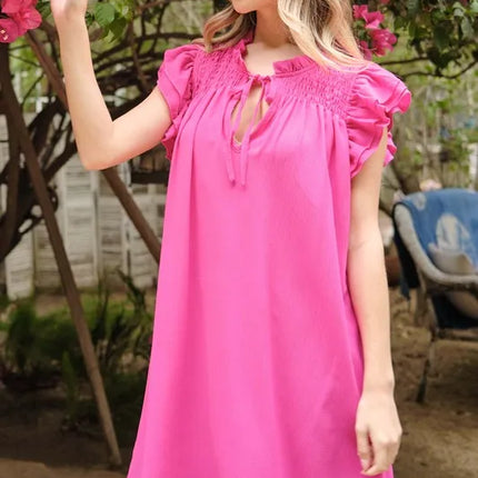 And The Why Ruffle Shoulder Smocked Detailed Dress - Image 3