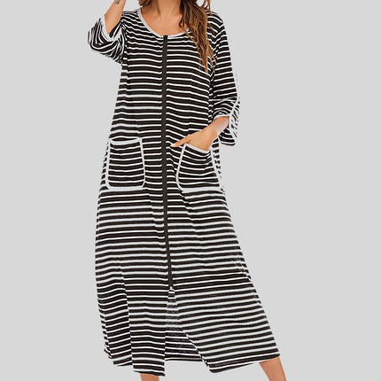 Round Neck Three-Quarter Sleeve Midi Night Dress - Image 16