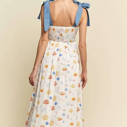 Davi & Dani Denim Binding Detail Smocking Summer Maxi Dress - Image 10