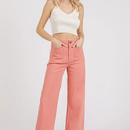 Mittoshop Twill Patch Pocket High Rise Wide Leg Pants - Image 7