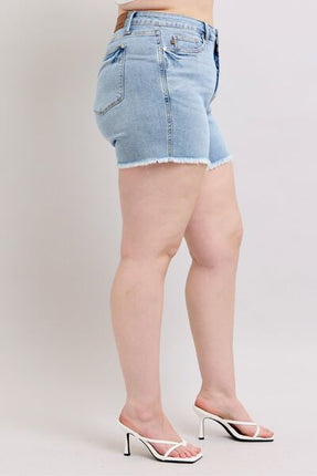 Judy Blue Full Size Tummy Control Raw Hem Denim Shorts Plus Size - Image 12