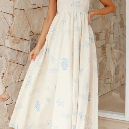 Cutout Back Printed Square Neck Maxi Cami Dress - Image 21