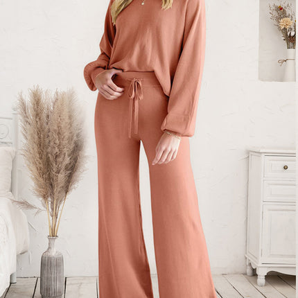 Long Sleeve Lounge Top and Drawstring Pants Set - Image 19