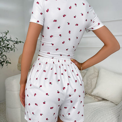 Ivy Lane Floral Ruched T-Shirt and Shorts Lounge Set - Image 3