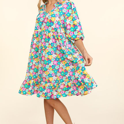 Haptics Bubble Sleeve Floral Ruffled Dress - Image 3