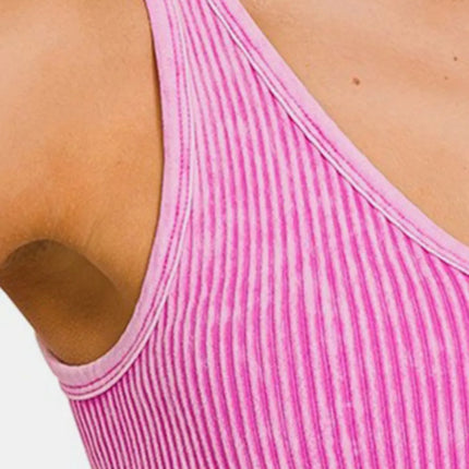 Zenana Washed Ribbed Cropped Tank - Image 2