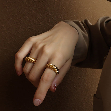 Ribbed Titanium Steel Ring - Image 6