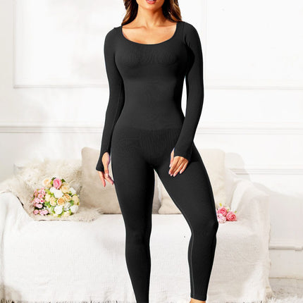 Scoop Neck Long Sleeve Active Jumpsuit - Image 12