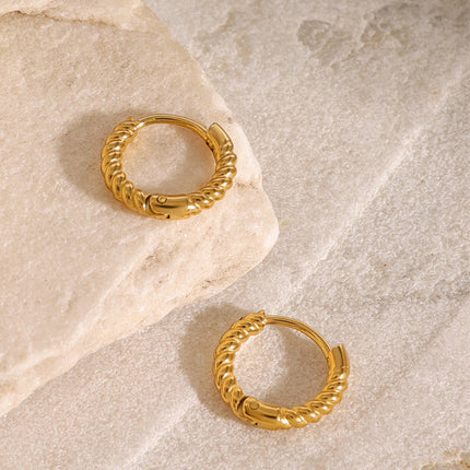 18K Gold-Plated Stainless Steel Huggie Earrings - Image 4