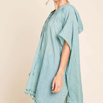Cotton Bleu by Nu Label Tassel Hem Hooded Cover Up - Image 3