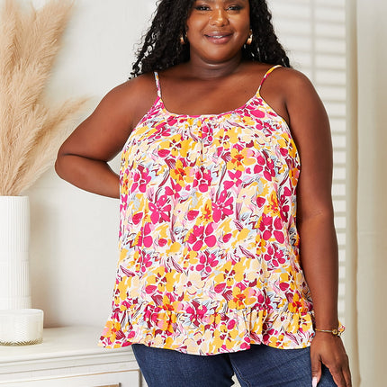 Double Take Floral Scoop Neck Ruffle Hem Cami - Image 5
