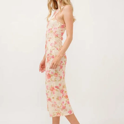 And The Why Floral Fishnet Bodycon Midi Dress - Image 2