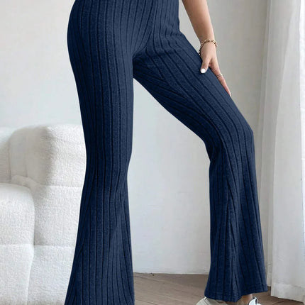 Basic Bae Full Size Ribbed High Waist Flare Pants - Image 13