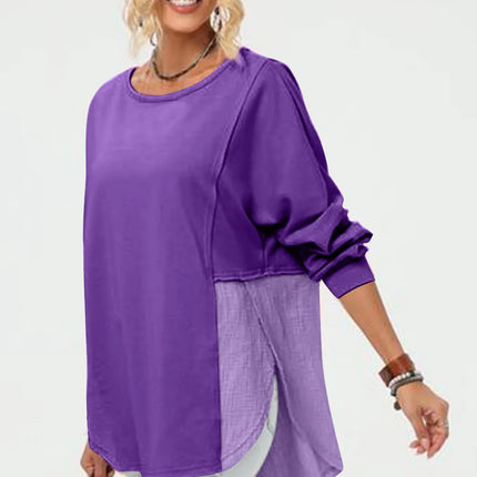 Double Take Full Size Long Sleeve High-Low T-Shirt - Image 7