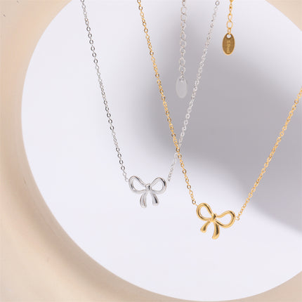 Titanium Steel Bow Pendant Necklace - Image 10