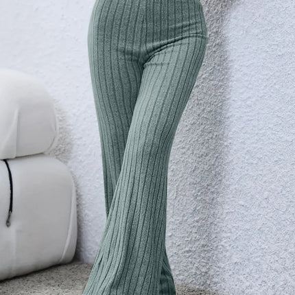 Basic Bae Full Size Ribbed High Waist Flare Pants - Image 15