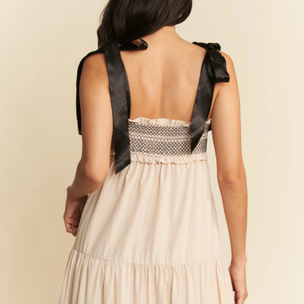 Davi & Dani Multi Contrast Smocked Bodice Straps Maxi Dress - Image 10