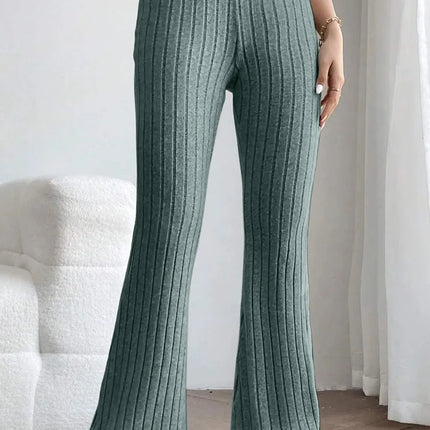Basic Bae Full Size Ribbed High Waist Flare Pants - Image 18