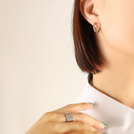 Titanium Steel Geometric Huggie Earrings - Image 12