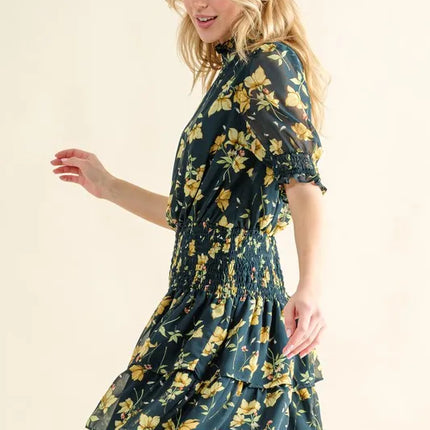 And The Why Floral Print Smocked Waist Mini Dress - Image 3