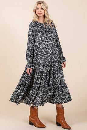 Mittoshop Printed Tie Neck Flounce Sleeve Midi Dress - Image 4