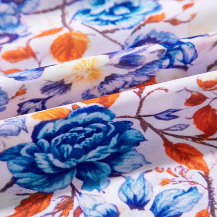 Mixed Floral Print Tie Neck Short Sleeve Dress - Image 10