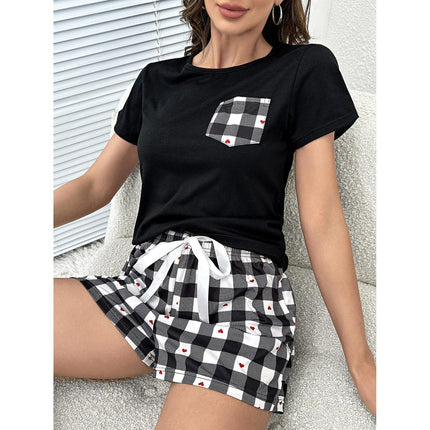 Plaid Heart Top and Shorts Lounge Set - Image 5