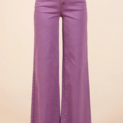 Mittoshop Twill High Waisted Button Fly Wide Leg Pants - Image 1