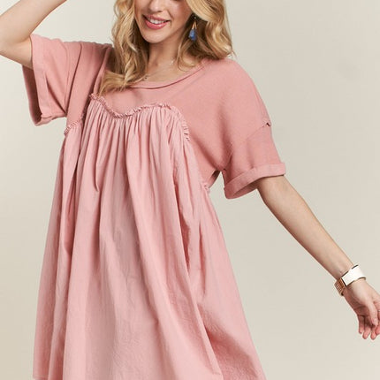 ADORA Round Neck Half Sleeve Babydoll Dress - Image 1