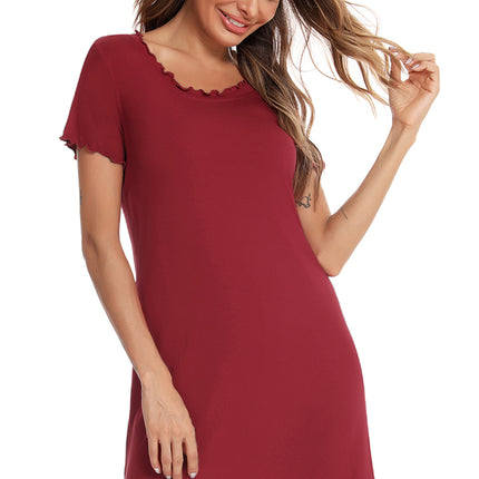 Round Neck Short Sleeve Lounge Dress - Image 4