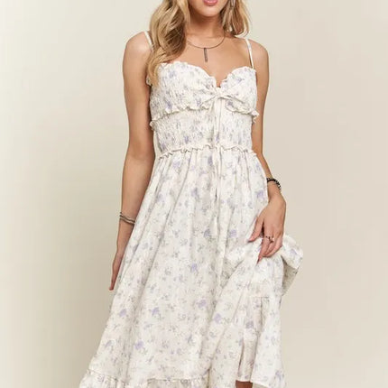 ADORA Smocked Floral Sweetheart Neck Cami Dress - Image 3