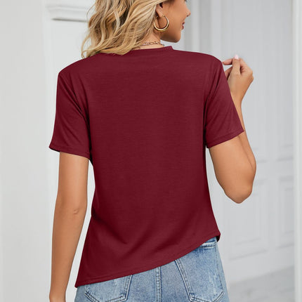 Ruched Hem Detail Crewneck T-Shirt - Image 6