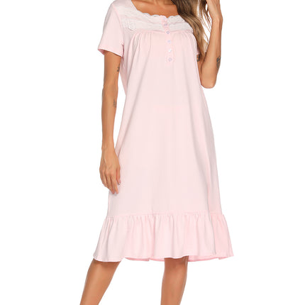 Lace Detail Square Neck Lounge Dress - Image 4