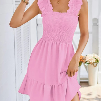 Smocked Square Neck Wide Strap Dress - Image 19