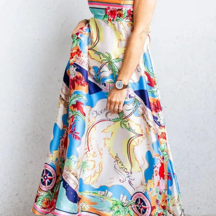 Smocked Back Printed Square Neck Maxi Cami Dress with Pockets - Image 3