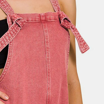 Zenana Washed Knot Strap Rompers - Image 3