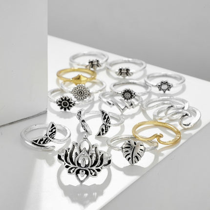Alloy Multi Shapes 15-Piece Ring Set - Image 4