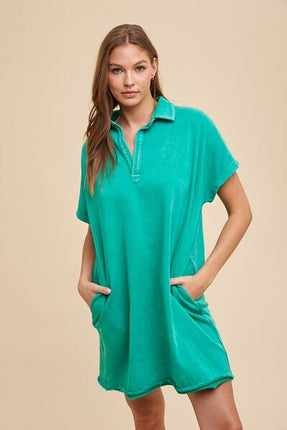 Annie Wear Mineral Washed Johnny Collar Short Sleeve Dress - Image 4