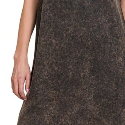 Zenana Tencel Mineral Washed Collared Shirts Dress - Image 3