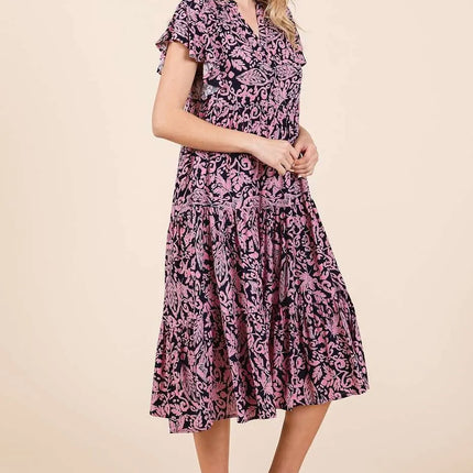 Mittoshop Abstract Print Ruffle Tier Midi Dress - Image 1