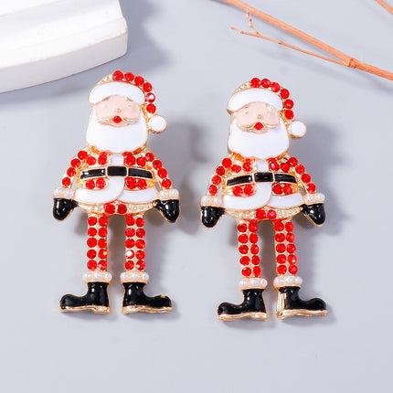 Alloy Rhinestone Santa Earrings - Image 1