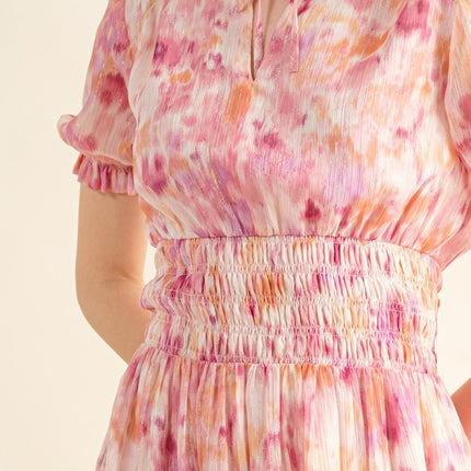 And The Why Full Size Smocked Waist Printed Midi Dress - Image 5