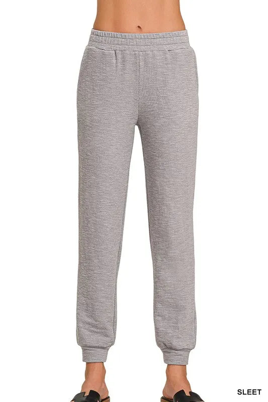 Zenana Cotton Slub Jogger Pants
