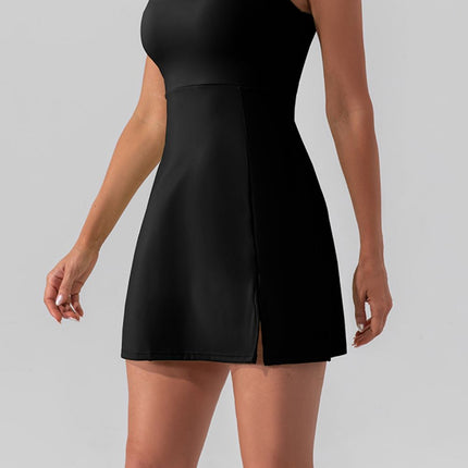 Square Neck Sleeveless Slit Mini Active Dress - Image 3