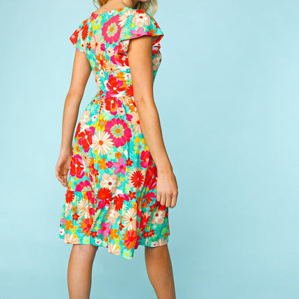 Haptics Floral Square Neck Short Sleeve Dress - Image 3
